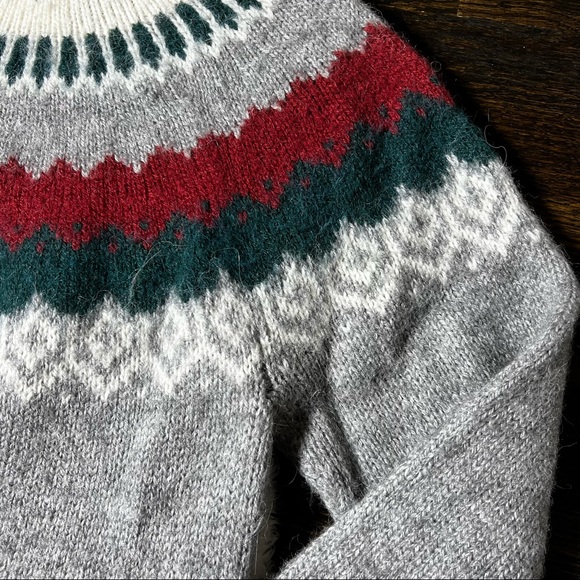 Alpaca Connection Wool Crewneck Geometric Pattern Sweater - Picture 8 of 12